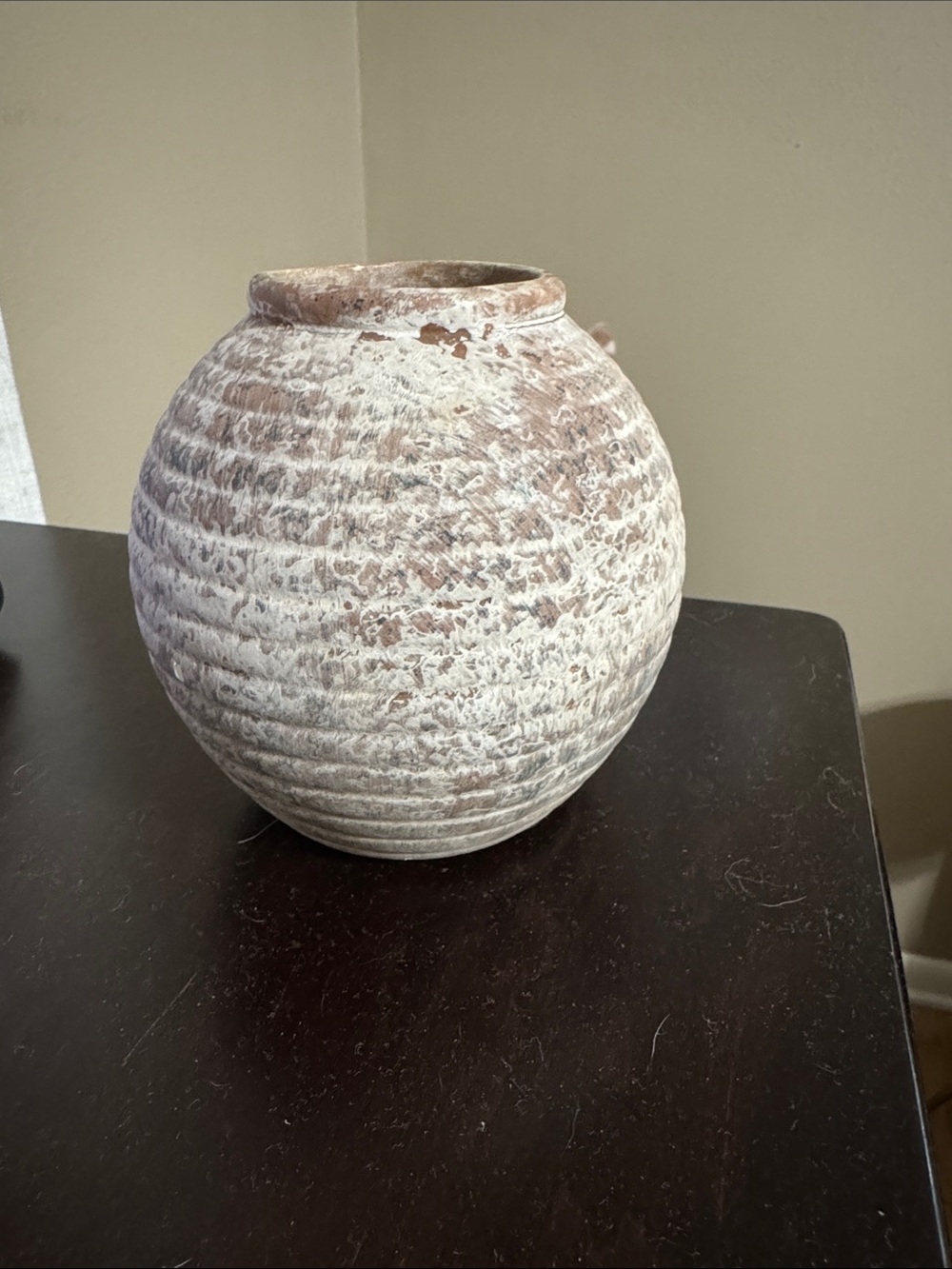 Hobby Lobby Textured Globe Vase in White and Brown